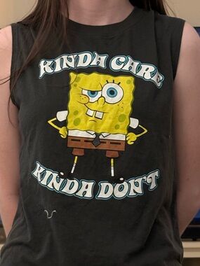 Nickelodeon Black SpongeBob 'Kinda Care Kinda Don't' Graphic Tank